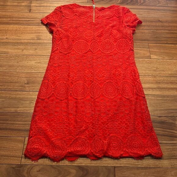 Laundry By Shelli Segal Womens Red Short Sleeve Overlay Sheath Lace Dress Size 4 - Picture 6 of 10